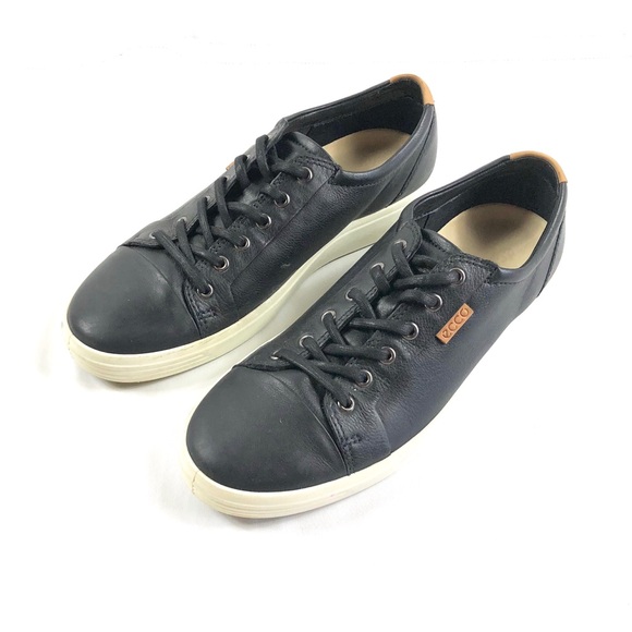 ecco mens black leather sneakers